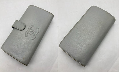 CHANEL シャネル キャビアスキン 2つ折り長財布 中古 D4