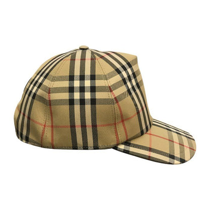 BURBERRY LONDON バーバリー ベースボールキャップ メンズ コットン チェック柄 ロゴパッチ ボタン ベージュ XLサイズ 8026929 中古 T1