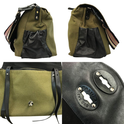 ZANELLATO ザネラート ポスティーナ ショルダーバッグ レディース 2way ハンドバッグ フェルト/レザー POSTINA ターンロック カーキグリーン 中古 T1