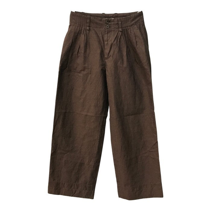 hatsutoki ハツトキ タックパンツ レディース コットン/リネン 麻混 ジッパーフライ ブラウン系 1サイズ LS-22PT-01 中古 T1