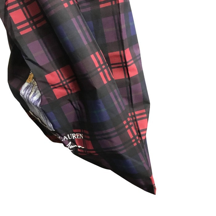 POLO RALPH LAUREN ラルフローレン トートバッグ レディース チェック柄 撥水/防水 ベルト付き エコバッグ ポロベア ネイビー/レッド 中古 T1