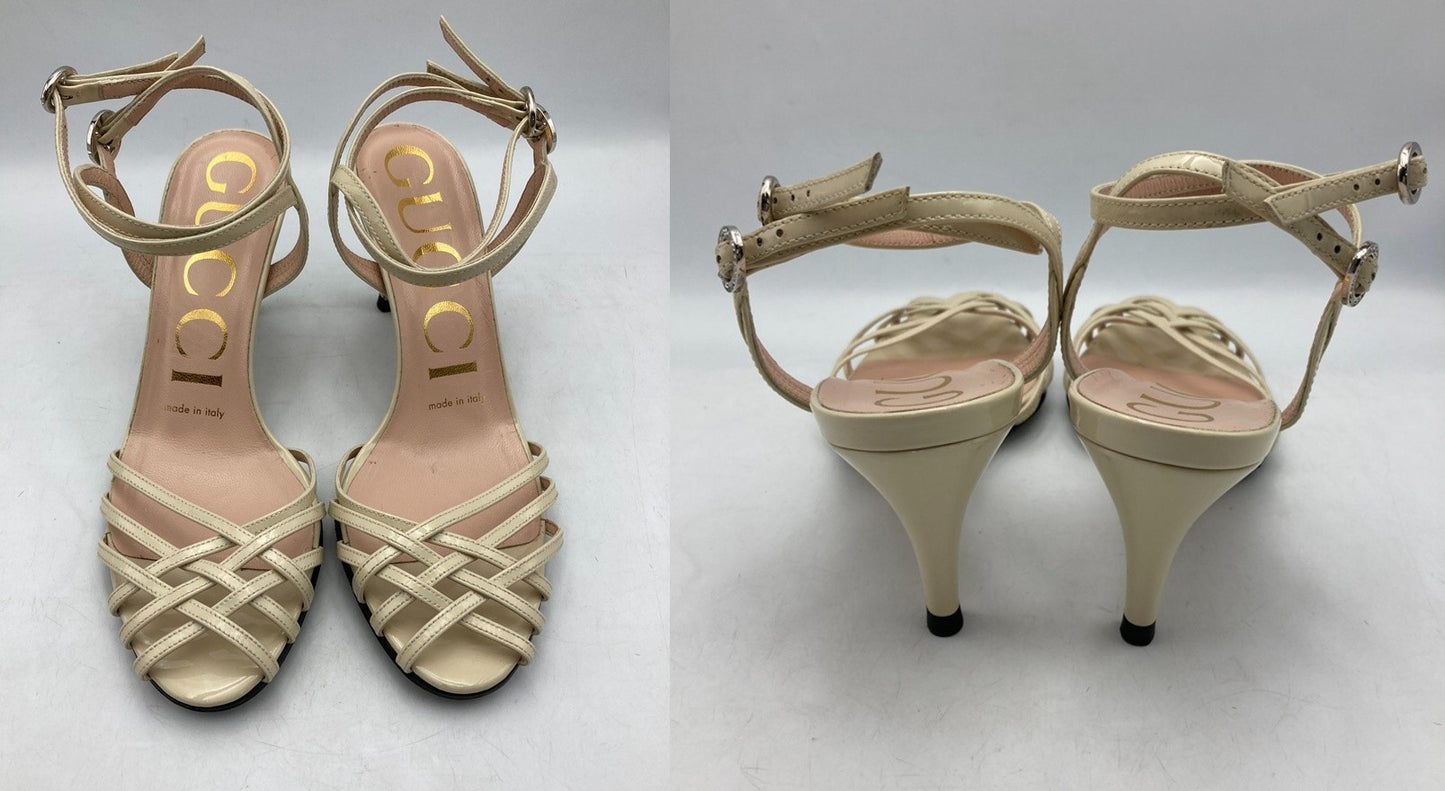 GUCCI グッチ パテントレザー アンクルストラップ サンダル サイズ35 1/2 レディース 中古 D4