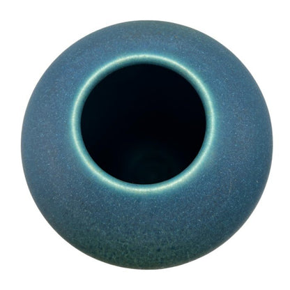 谷口良三作 碧釉 花瓶 フラワーベース インテリア 和風 置物 中古 W４