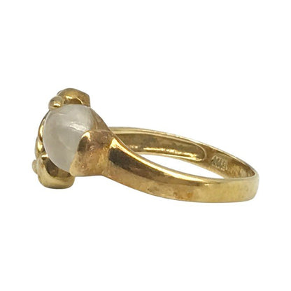 K18 リング レディース ウサギモチーフ 乳白色石 イエローゴールド 12号 中古 T1