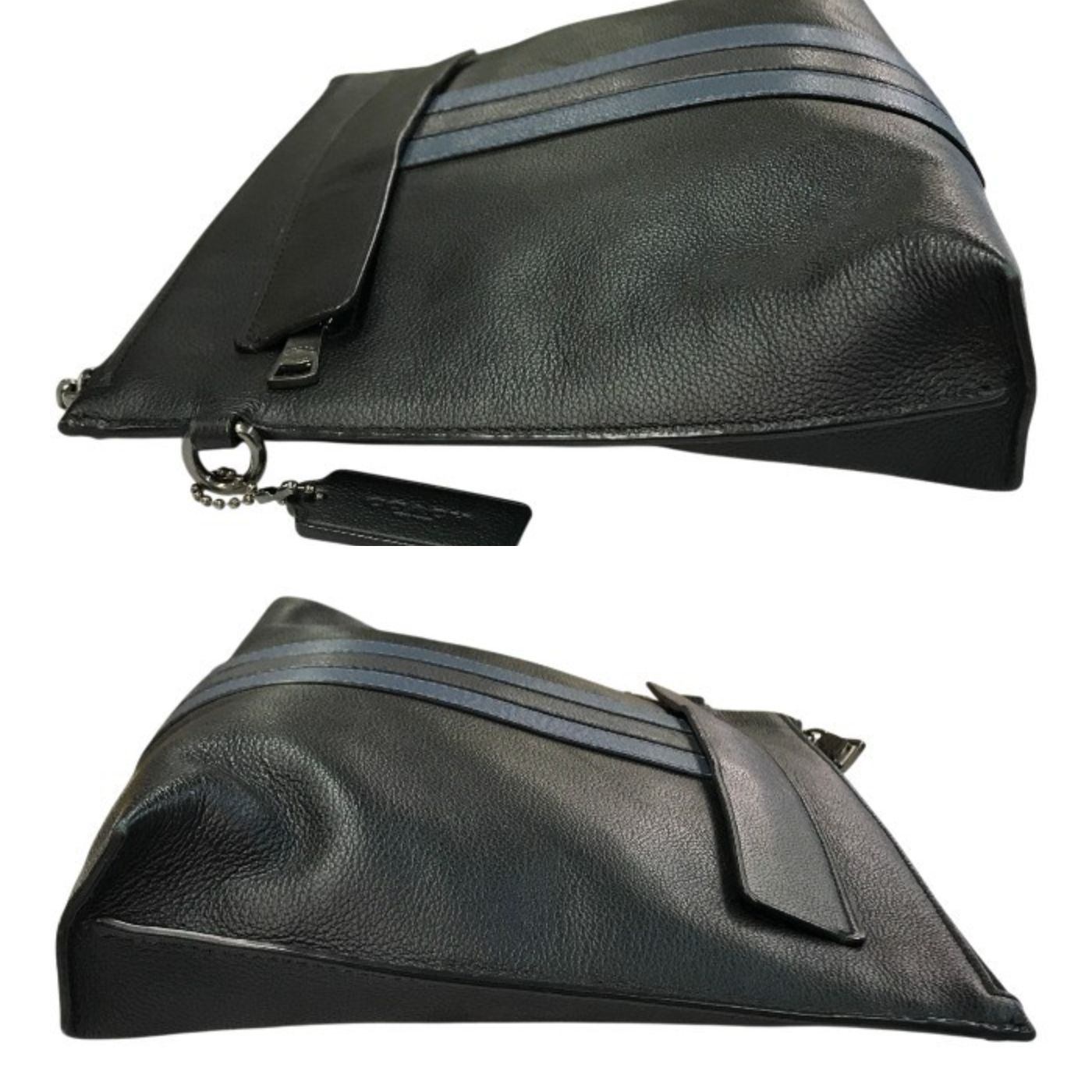 COACH コーチ セカンドバッグ ユニセックス レザー クラッチバッグ ストライプ ブラック F31514 中古 T1