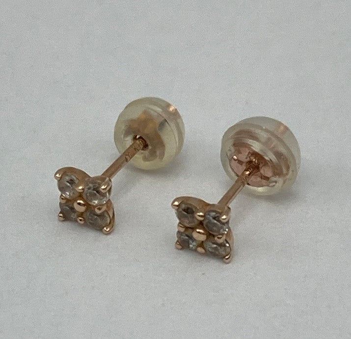 4℃ ヨンドシー K10PG キュービックジルコニア フラワーモチーフ ピアス 中古 D4