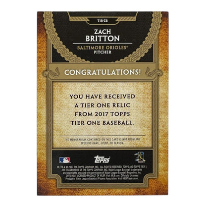 TOPPS MLBカード TIER 1 ZACH BRITTON BALTIMORE ORIOLES /331 #T1R-ZB 中古 IT2