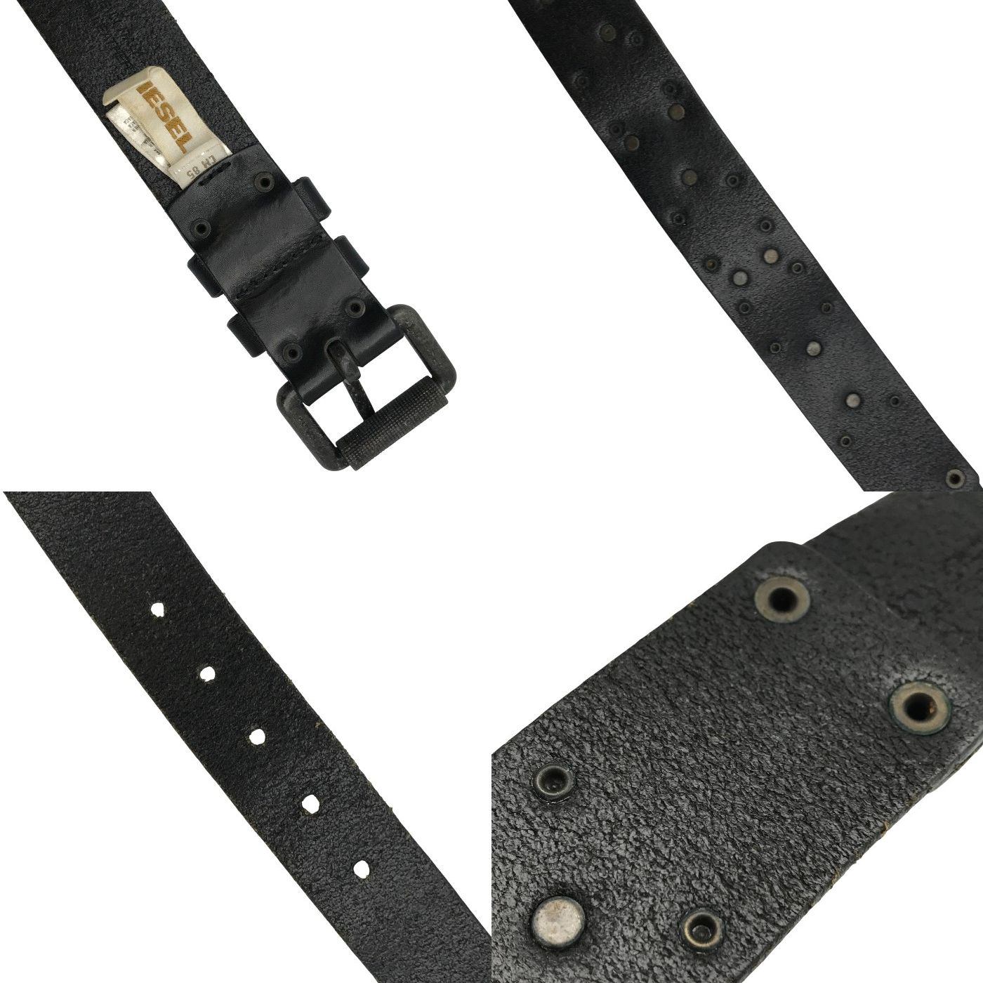 DIESEL ディーゼル ベルト メンズ レザー ロゴ プレート ピン式 ブラック 85cm 中古 T1