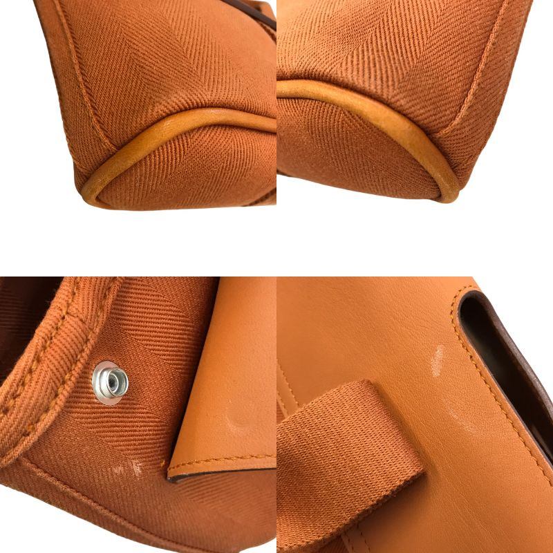 HERMES エルメス ヴァルパライソロングPM ハンドバッグ レディース キャンバス/レザー ポーチ付き ミニサイズ フラップ オレンジ 中古 T1