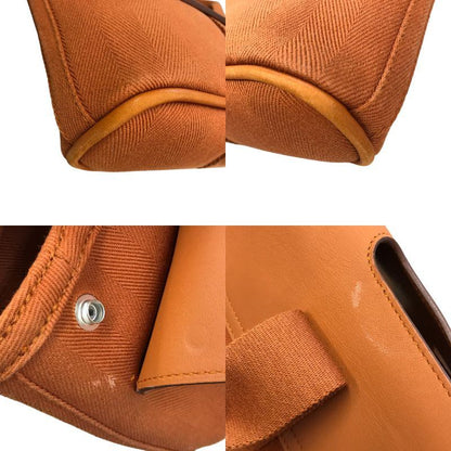 HERMES エルメス ヴァルパライソロングPM ハンドバッグ レディース キャンバス/レザー ポーチ付き ミニサイズ フラップ オレンジ 中古 T1