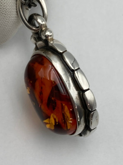 GEORG JENSEN ジョージジェンセン 2001年 ヘリテージ イヤーネックレス SV925 琥珀 中古 D4