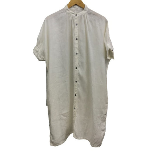 Honnete オネット シャツワンピース レディース 麻 トップス ホワイト 半袖 夏 中古 KW1