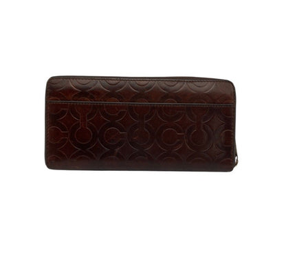 COACH コーチ 型押しレザー シグネチャー ラウントファスナー 長財布 中古 D4