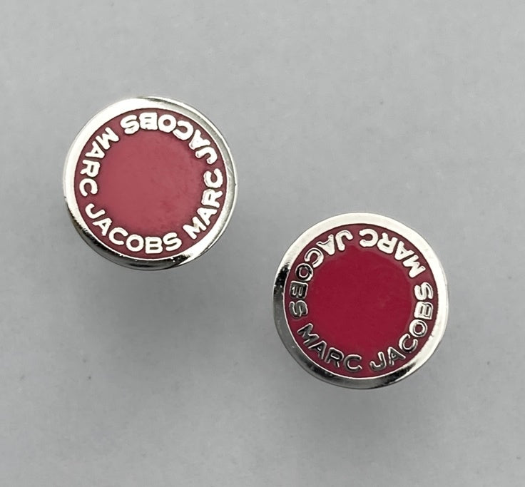 MARC JACOBS マークジェイコブス ロゴ ディスク エナメル スタッドピアス 中古 D4
