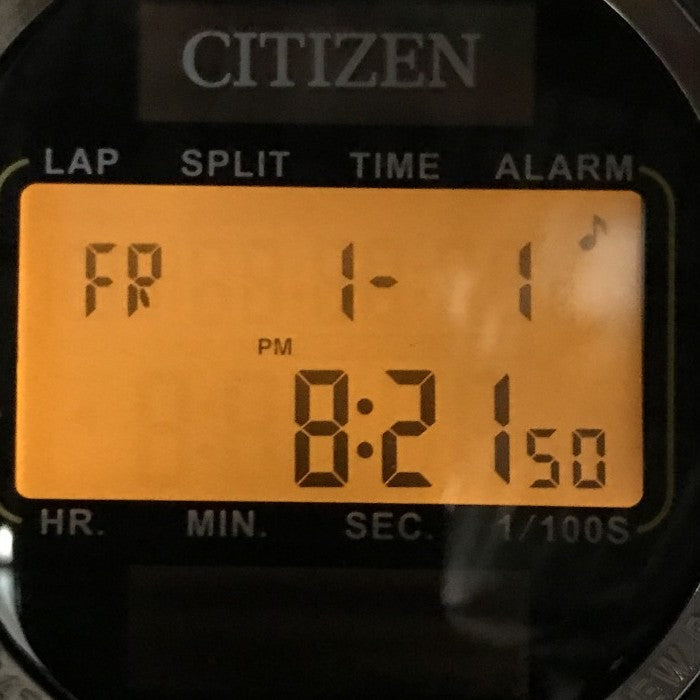 CITIZEN シチズン ストップウォッチ グレー 防滴 ソーラー電源併用 バックライト アラーム 8RDA69-008 中古 T1