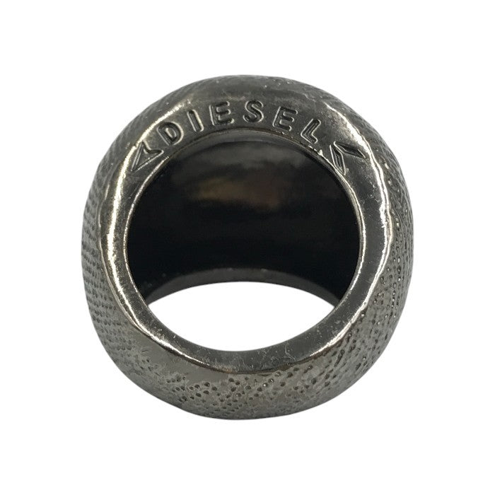 DIESEL ディーゼル リング メンズ チャンキーリング 指輪 ロゴ 総柄 グレー 17号 中古 T1