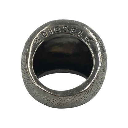 DIESEL ディーゼル リング メンズ チャンキーリング 指輪 ロゴ 総柄 グレー 17号 中古 T1
