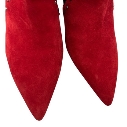 ZARA WOMAN ザラ ウーマン スタッズ スエード ショート ブーツ レッド 36 (約23.5cm) サイドゴア 靴 シューズ 秋 冬 レディース 中古 W４