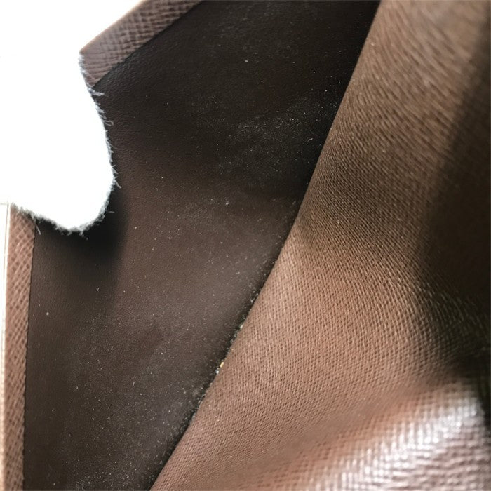 LOUIS VUITTON ルイヴィトン ダミエ ポルトバルールカルトクレディ 長財布 メンズ 小銭入れなし 長札入れ ブラウン N61823 中古 T1
