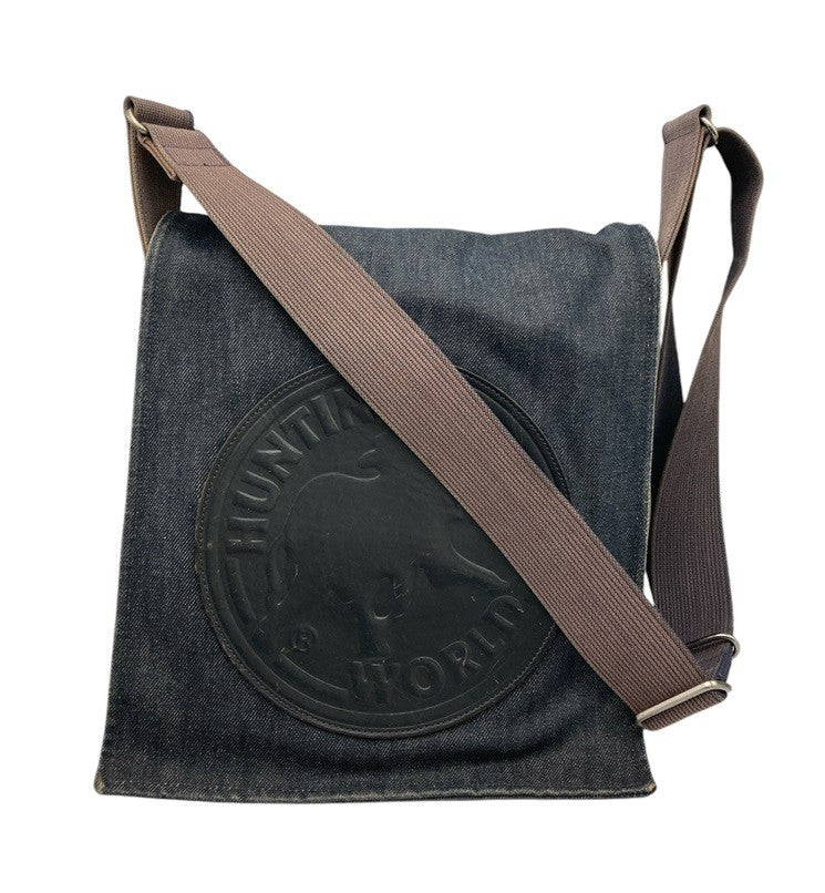 HUNTING WORLD ハンティングワールド デニム フラップ ショルダーバッグ 中古 D4