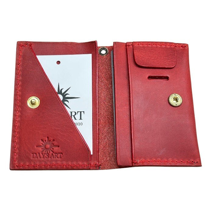DAYS ART デイズアート 本革 小さい 財布 ミニウォレット レザー レッド レディース メンズ ユニセックス 鍵ポケット 札入れ 中古 W４