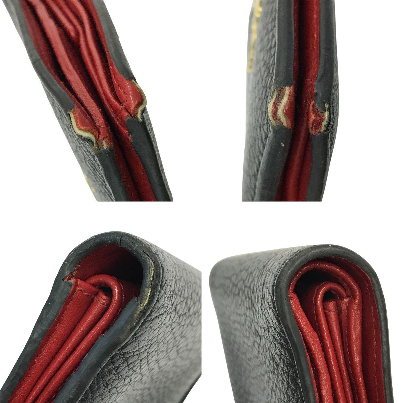 PRADA プラダ 財布 レディース 2つ折り レザー コンパクト 小銭入れあり ゴールド金具 ブラック/レッド 中古 T1