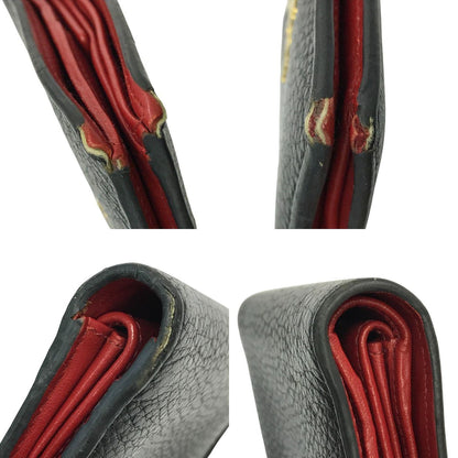 PRADA プラダ 財布 レディース 2つ折り レザー コンパクト 小銭入れあり ゴールド金具 ブラック/レッド 中古 T1