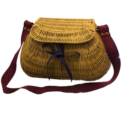 SOFIE DHOORE ソフィードール  ショルダーバッグ レディース 夏 カゴ ベージュ ラタンショルダー リボン バイカラー 中古 M1