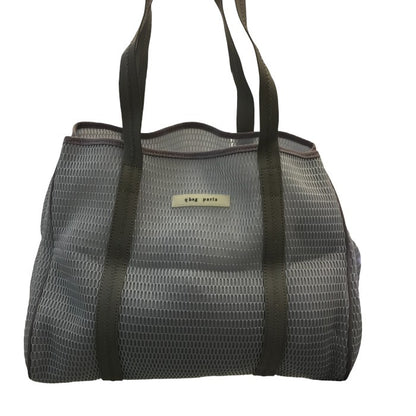q bag paris キューバッグ パリ トート バッグ 鞄 肩掛け レディース グレー 中古 Ｗ1