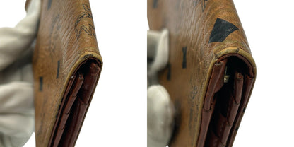 MCM モノグラム 二つ折り長財布 ブラウン 定期入れ 薄型 エムシーエム レディース メンズ ブランド 中古 W４