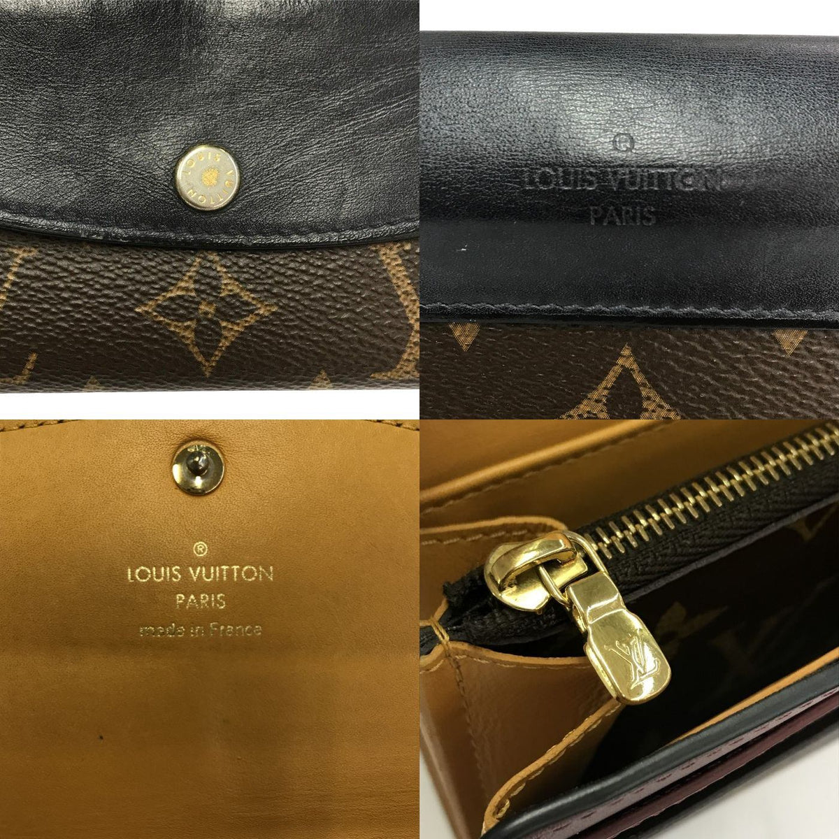 LOUIS VUITTON ルイヴィトン モノグラム ポルトフォイユ サラ テュイルリー 長財布 ユニセックス 二つ折り フラップ ブラウン/ブラック M64120 中古 T1