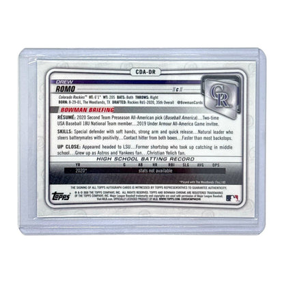TOPPS MLBカード BOWMAN CHROME 1ST DREW ROMO COLORADO ROCKIES /150 #CDA-DR 中古 IT1