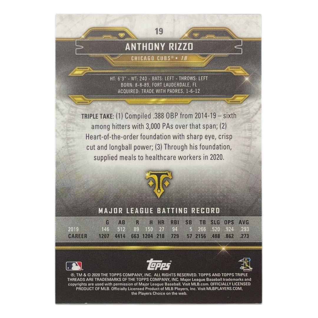 TOPPS MLBカード TRIPLE THREADS ANTHONY RIZZO CHICAGO CUBS /199 #19 中古 IT2