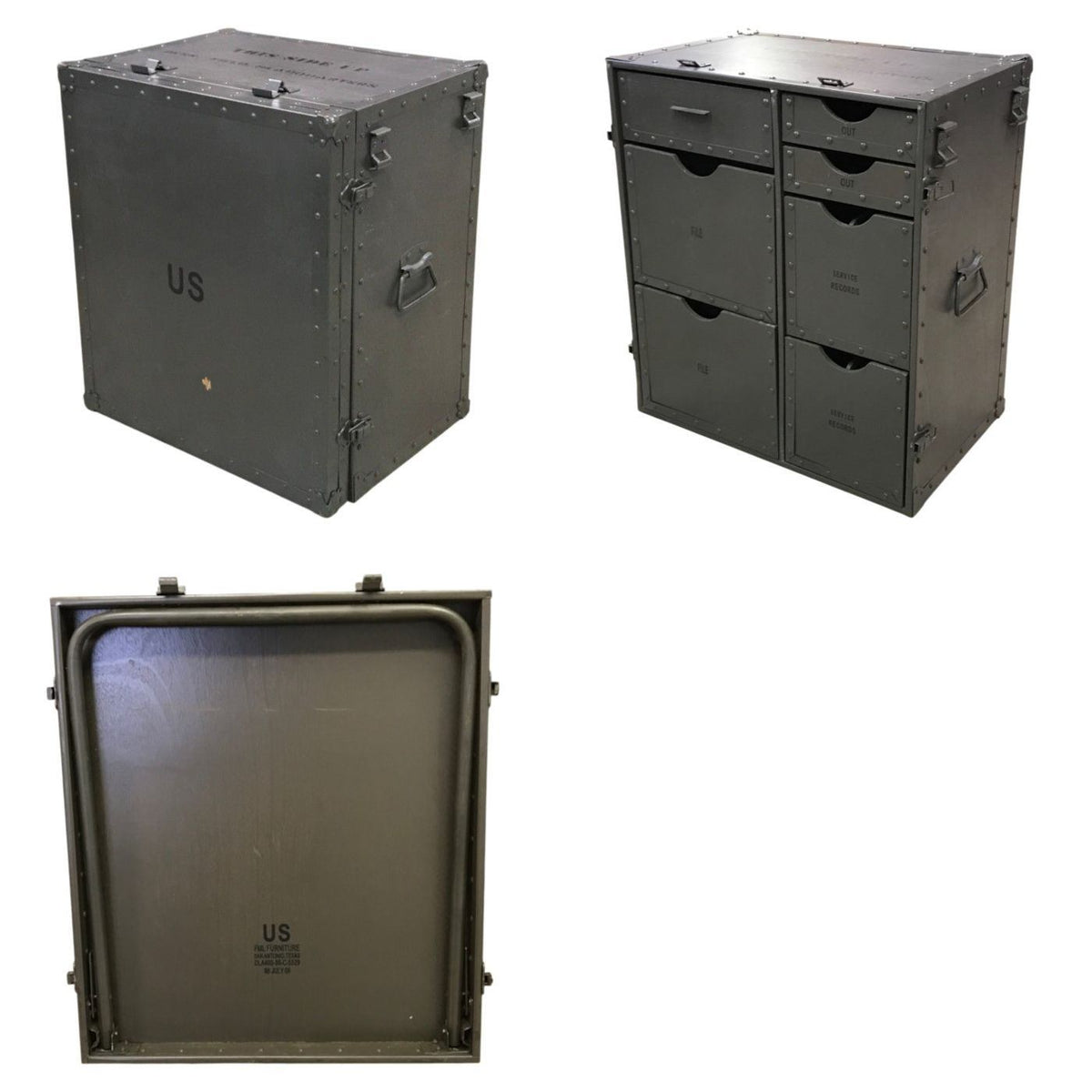 【配送条件あり】 U.S.ARMY フィールドデスク キャビネット/チェア セット 折りたたみ収納 ミリタリー 米軍 レプリカ ブラウン系 中古 T1