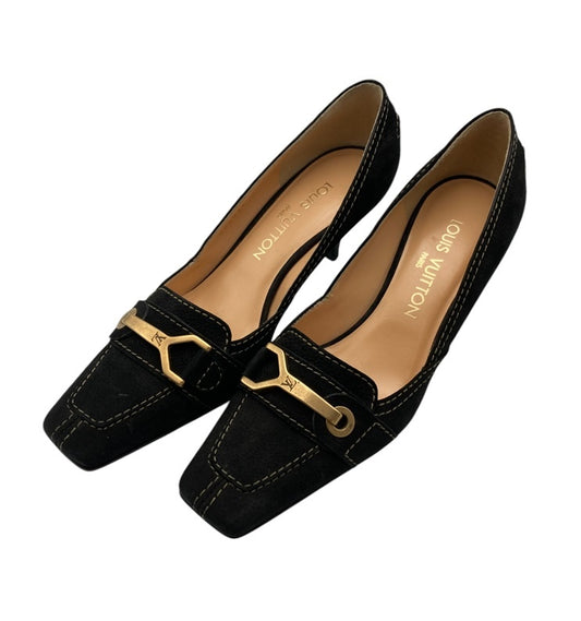 LOUIS VUITTON ルイヴィトン スエード パンプス サイズ37 ブラック 中古 D4