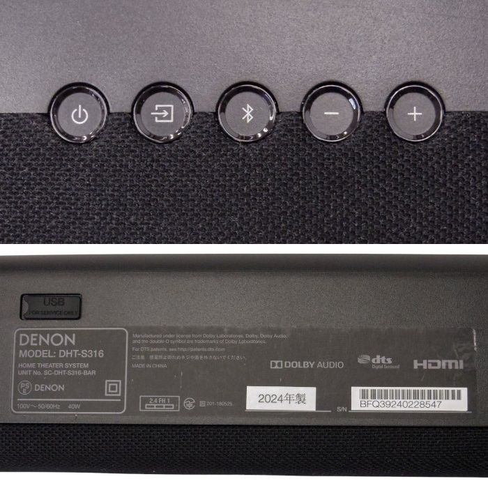 デノン Denon DHT-S316 サウンドバー ARC/Bluetooth対応/ワイヤレスサブウーファー ブラック DHT-S316K 中古 a1