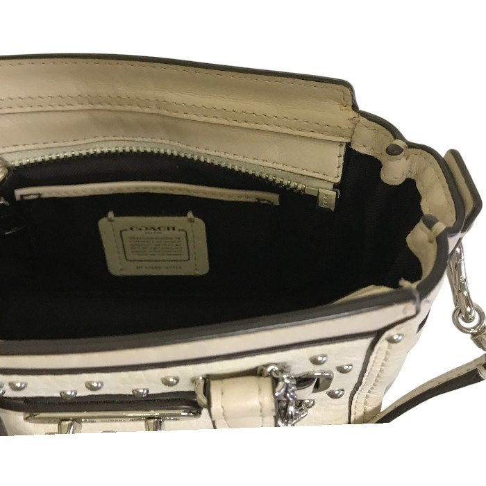 COACH コーチ スワッガー ショルダーバッグ レディース スタッズ レザー 2way ミニ ポーチ オフホワイト ベージュ 57138 鞄 小さい 小物入れ ブランド 中古 W1