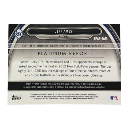 TOPPS MLBカード BOWMAN PLATINUM JEFF AMES TAMPA BAY RAYS /199 #BPAP-JAM 中古 IT2