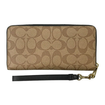 COACH コーチ 長財布 ユニセックス PVCシグネチャー バスキア コラボ 恐竜 ラウンドジップ ファスナー ブラウン F2181 C5615 中古 T1