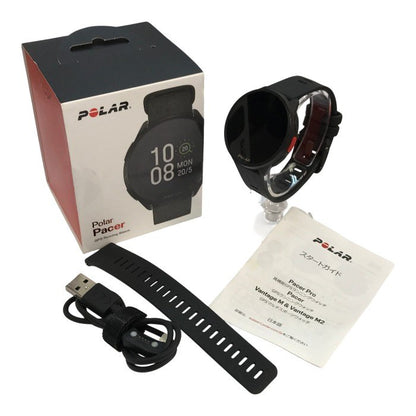POLAR PACER GPSスポーツ ランニングウォッチ S-L ナイトブラック シリコンバンド 心拍 ウォーキング トレーニング スイミング 睡眠 軽量 900102174 中古 T1