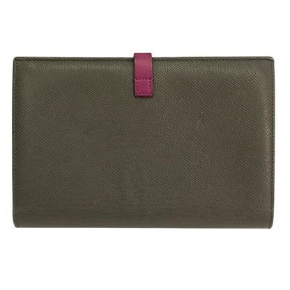 CELINE セリーヌ ラージストラップ マルチファンクション 長財布 レディース 二つ折り レザー バイカラー スナップ調節可 グレー/ピンク 中古 T1