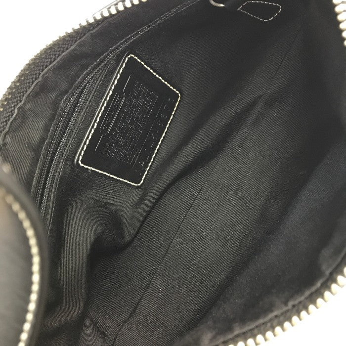 COACH コーチ シグネチャー アクセサリーポーチ レディース ハンドバッグ ショルダー キャンバス ブラック 6371 中古 T1
