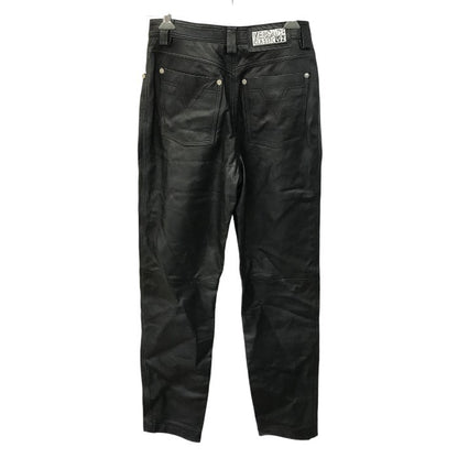 VERSACE ヴェルサーチ CLASSIC V2 レザーパンツ レディース 細身 ストレート ジップフライ ブラック 40サイズ 中古 T1