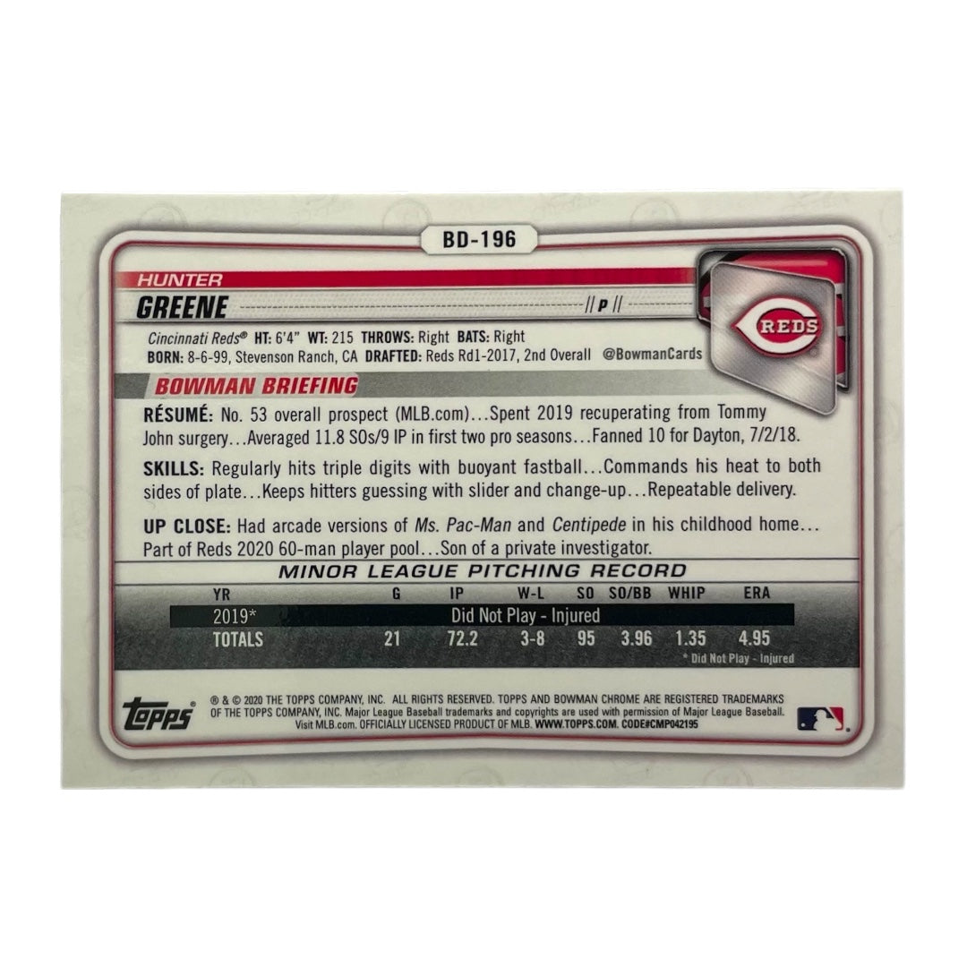 TOPPS MLBカード BOWMAN CHROME HUNTER GREENE CINCINNATI REDS #BD-196 中古 IT2