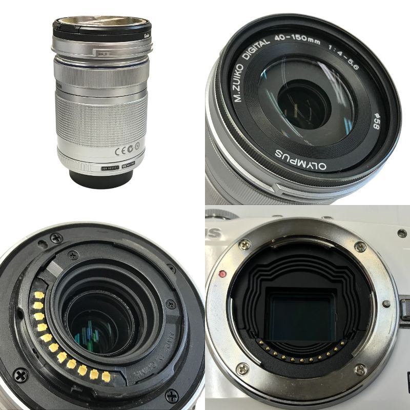 OLYMPUS オリンパス PEN Lite ミラーレス デジタル一眼レフ カメラ ダブルズームキット ホワイト/ベージュ レンズセット タッチ操作 自分撮り E-PL5 中古 T1