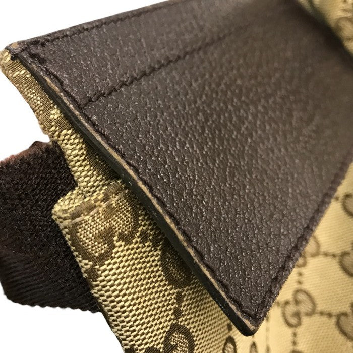 GUCCI グッチ ボディバッグ メンズ GGキャンバス/レザー ウエストポーチ 斜め掛け ショルダーバッグ ベージュ/ブラウン 28566 中古 T1