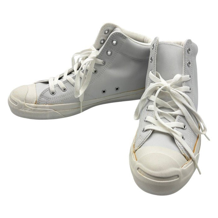 CONVERSE Jack Purcell コンバース ジャックパーセル オールレザー MID スニーカー 1CK503 27cm 靴 シューズ メンズ ホワイト 中古 W４