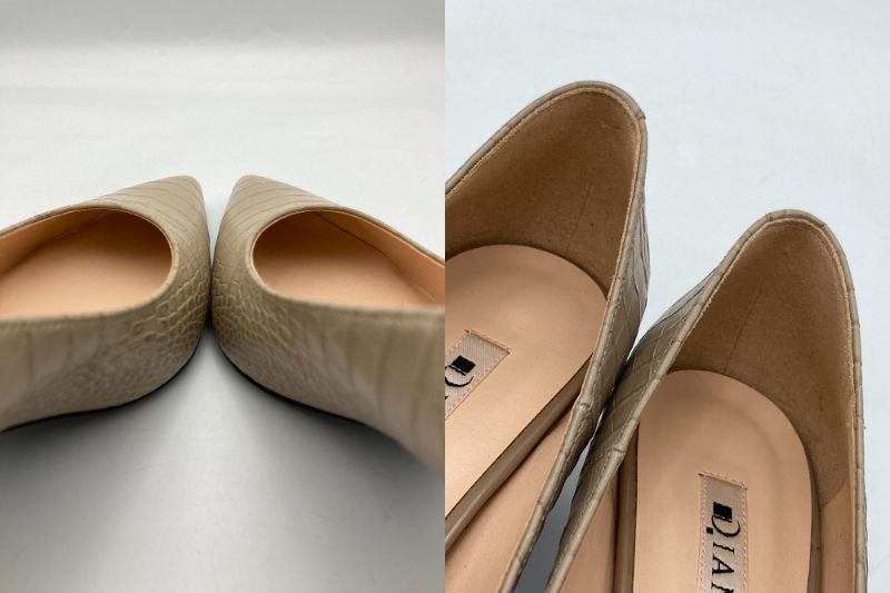 DIANA ダイアナ 型押しクロコ ポインテッドトゥ パンプス サイズ24cm 中古 D4