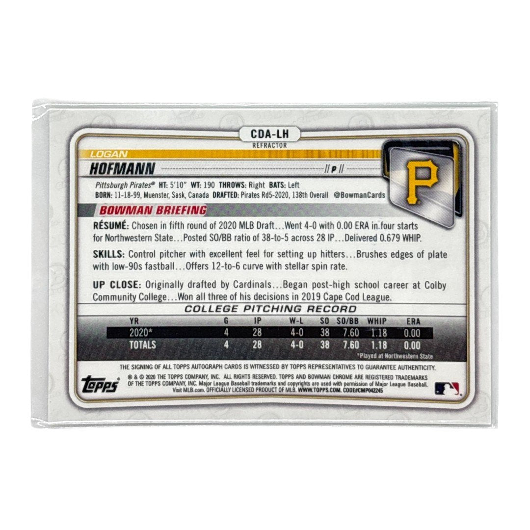 TOPPS MLBカード BOWMAN CHROME 1ST LOGAN HOFMANN PITTSBURGH PIRATES /499 #CDA-LH 中古 IT1