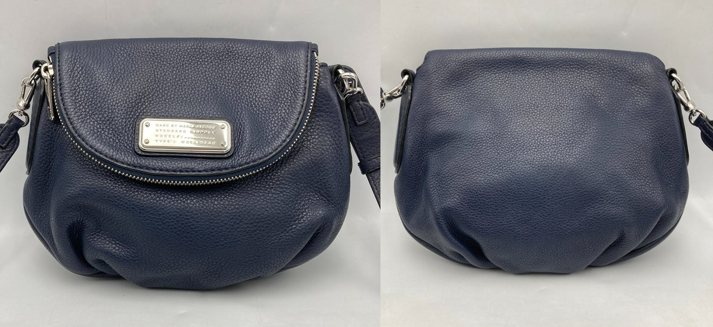 MARC BY MARC JACOBS マークバイマークジェイコブス レザー ショルダーバッグ ネイビー 中古 D4